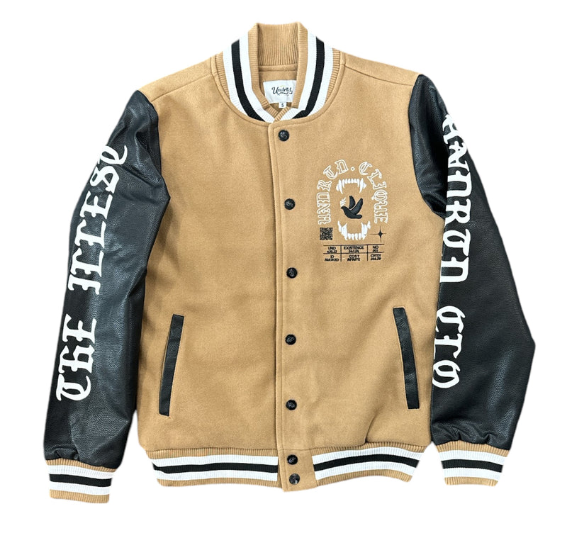 Highly Undrtd 'UND Clique' Varsity Jacket (Mocha) UF4910