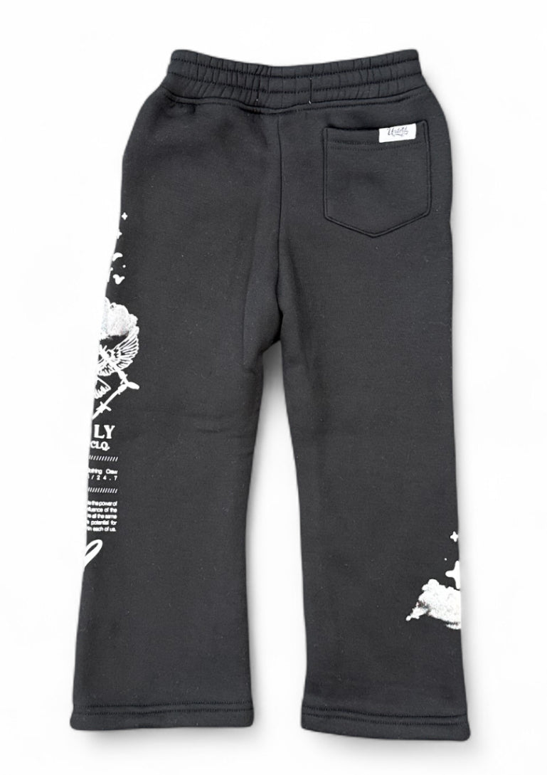 Highly Undrtd Kids 'Given' Stacked Joggers (Black) UF5201K