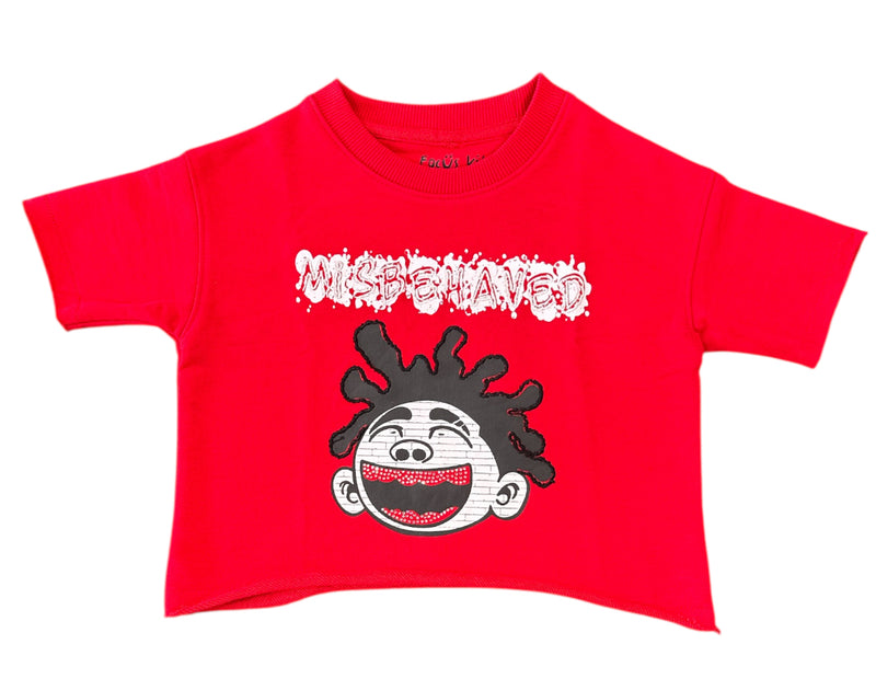Focus Kids 'Misbehaved' Cropped T-Shirt (Red) 80699T/K