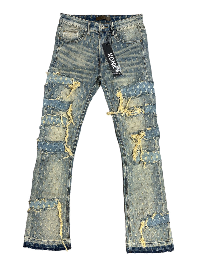 KDNK 'Patched Skinny Flare Jeans' (Blue) KND4609 - Fresh N Fitted Inc