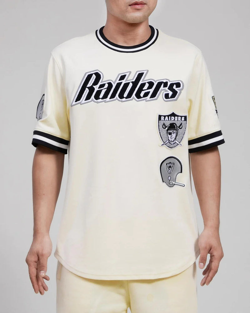 Pro Standard Las Vegas Raiders Retro Classic Striped T-Shirt (Egg/Black) FOR143566 - Fresh N Fitted Inc