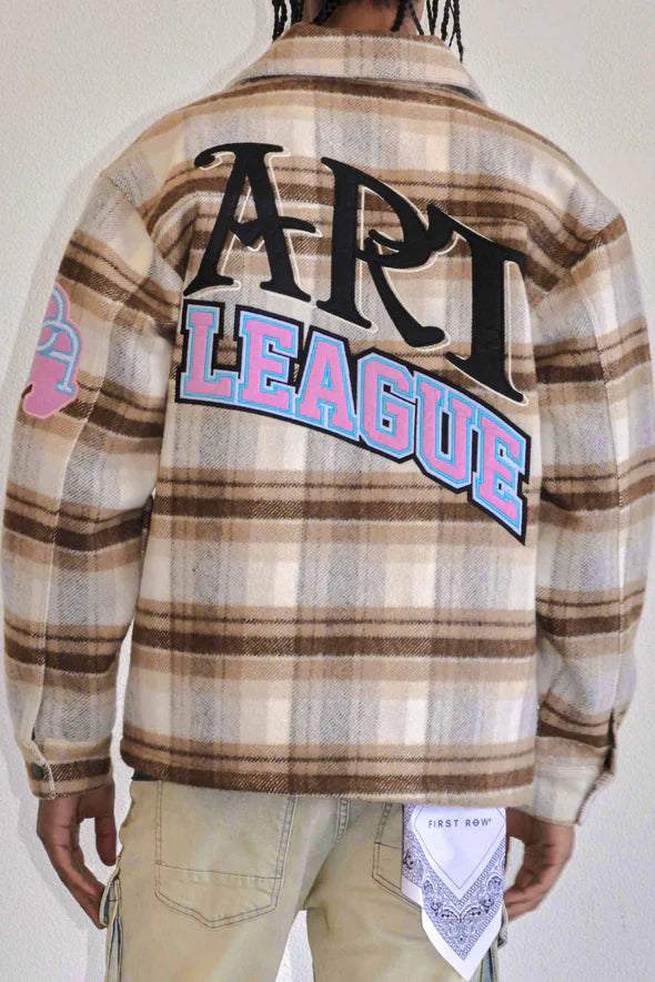 First Row 'Art League' Multi Patches Shacket (Brown) FRJ2064A