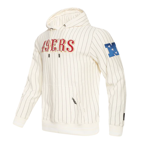 San Francisco 49ers 'PinStripe' Retro Hoodie (Eggshell)