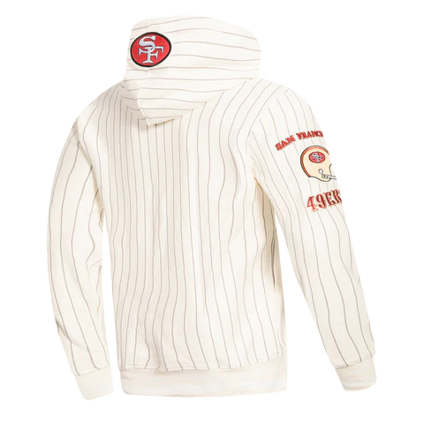 San Francisco 49ers 'PinStripe' Retro Hoodie (Eggshell)