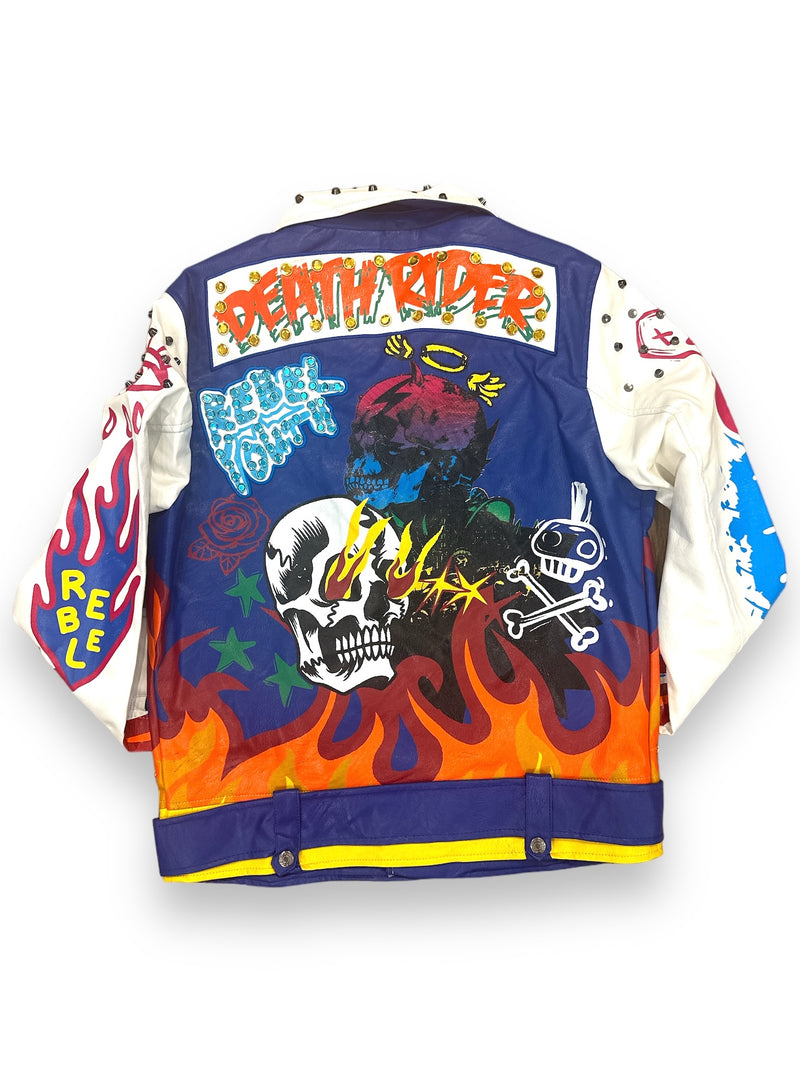 Rebel Minds Leather Biker Jacket (Royal) 621-581 - FRESH N FITTED-2 INC