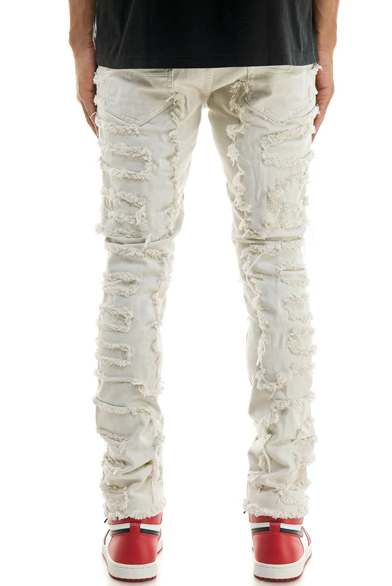 KDNK 'Symmetrical Patched' Jeans (Cream) KNB3317