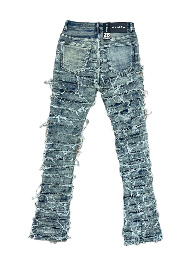 Waimea ' Ripped Distressed' Stacked Fit Denim (Vintage Wash) M5933D - Fresh N Fitted Inc