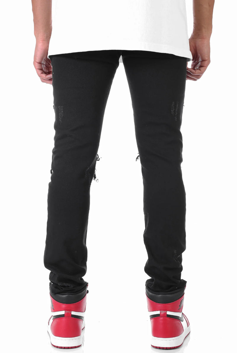 KDNK Paisley Moto Denim KNB3191 (Black)