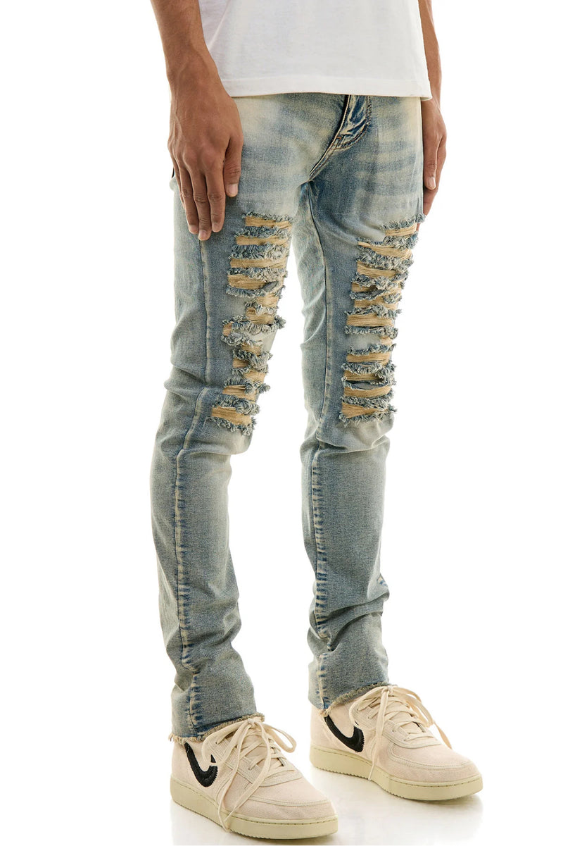 KDNK 'Cut Rips' Denim (Blue) KND4680 - FRESH N FITTED-2 INC