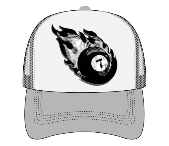 7M '7 Ball' Trucker Hat (White/Grey)