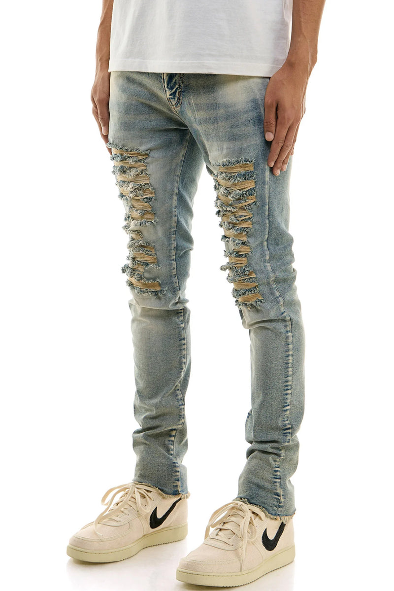 KDNK 'Cut Rips' Denim (Blue) KND4680 - FRESH N FITTED-2 INC