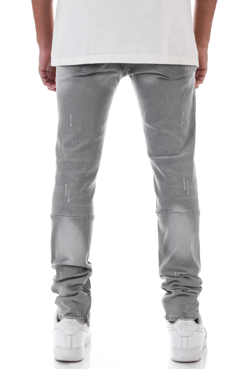 KDNK Distressed Ankle Zip Denim (Grey) KND4454