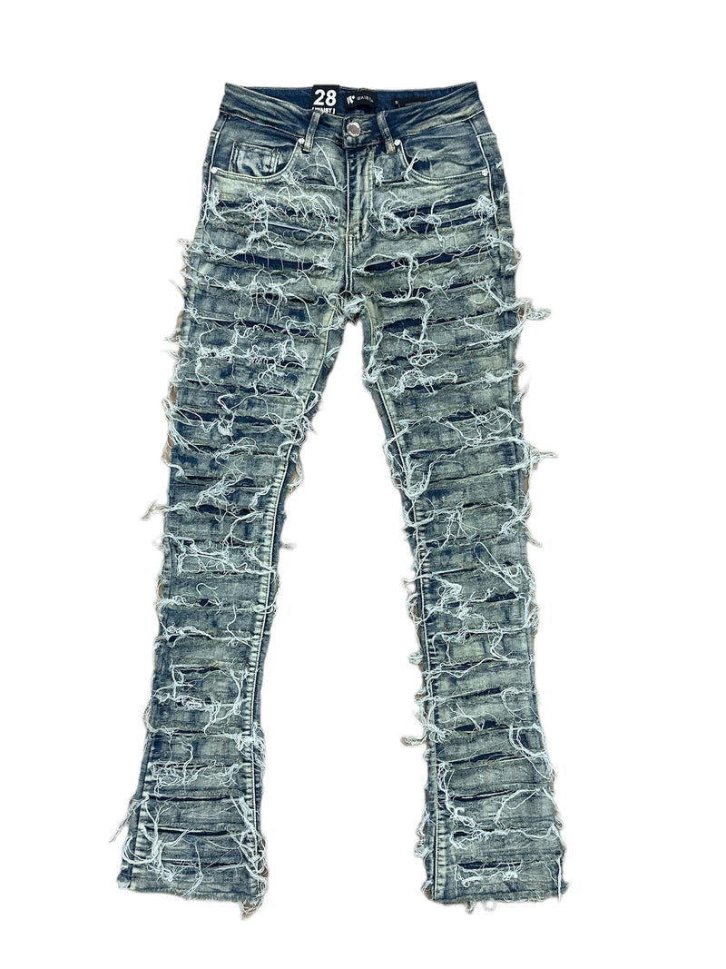 Waimea ' Ripped Distressed' Stacked Fit Denim (Vintage Wash) M5933D - Fresh N Fitted Inc