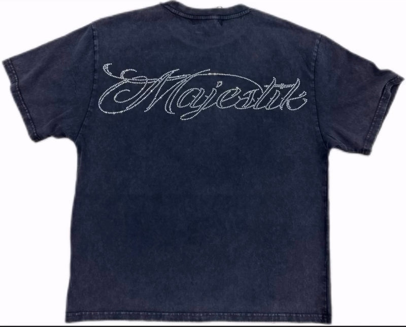 Majestik 'Sports World Tour' Garment Dyed Cropped T-Shirt (Black) TE2579