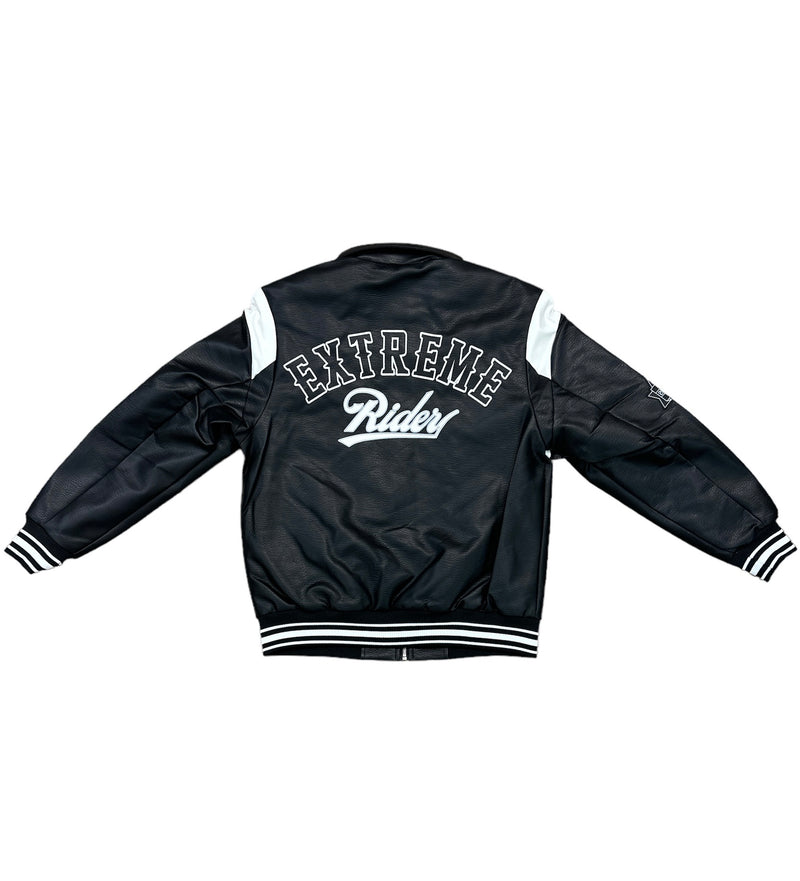 Rebel Minds 'Rider Varsity' Jacket (Black) 132-586 - Fresh N Fitted Inc