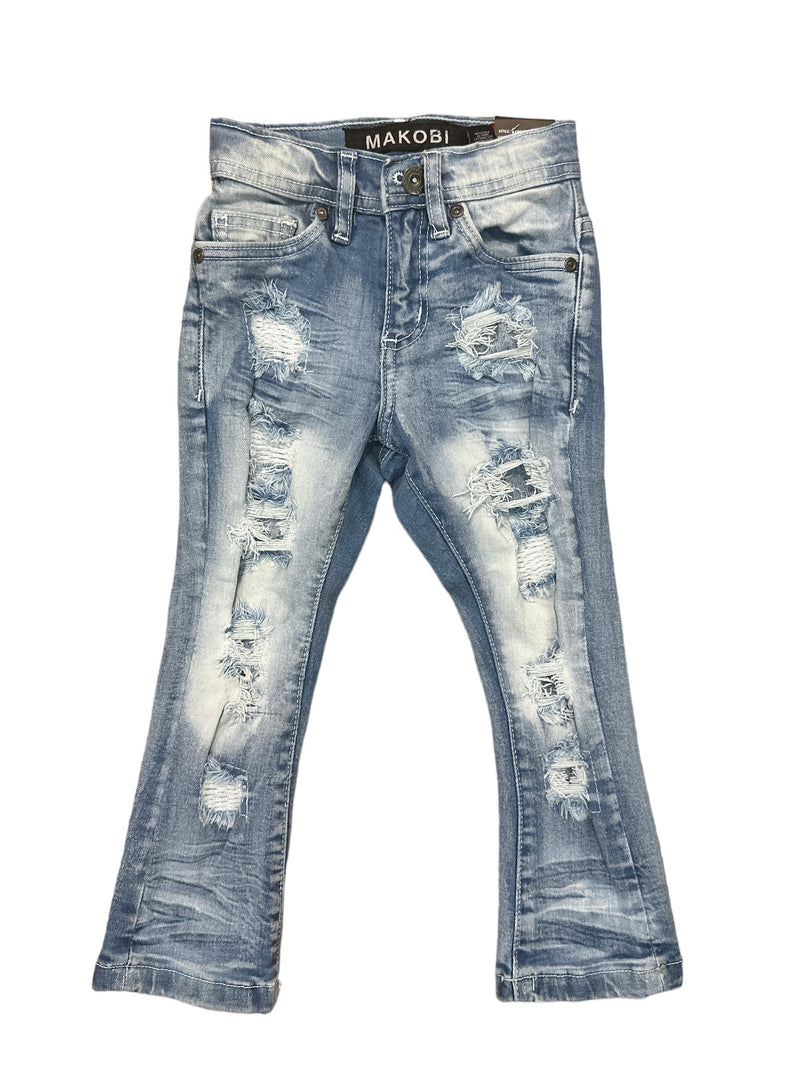 Makobi Kids " Montego Jeans" Stack Denim (Lt. Wash) B1903 - Fresh N Fitted Inc