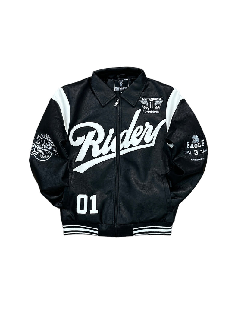 Rebel Minds 'Rider Varsity' Jacket (Black) 132-586 - Fresh N Fitted Inc