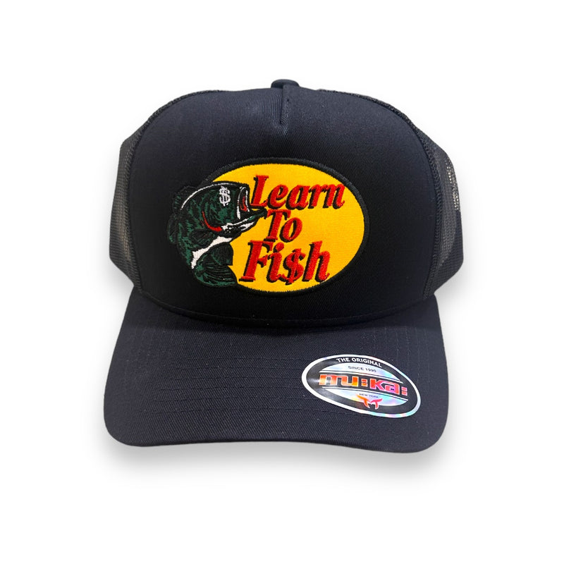 Muka 'Learn To Fish' Trucker Hat (Black) T5420B