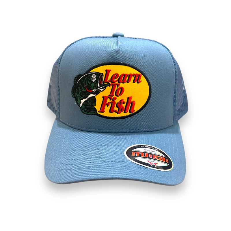 Muka 'Learn To Fish' Trucker Hat (Dusty Blue) T5420B