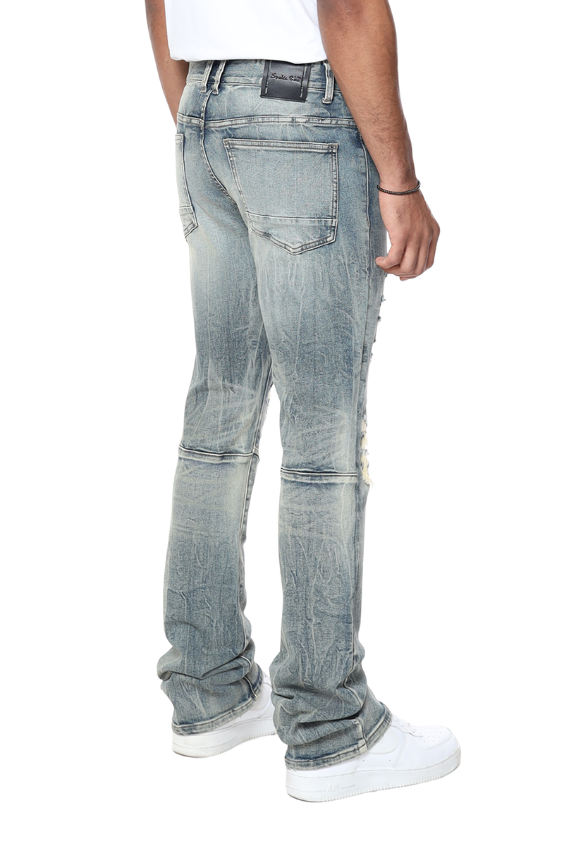 Smoke Rise 'Vintage Washed' Stacked Flare Denim (Topaz Blue) JP24702