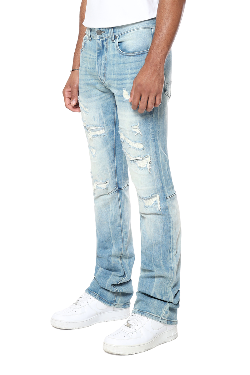 Smoke Rise 'Vintage Washed' Stacked Flare Denim (Adonis Blue) JP24702