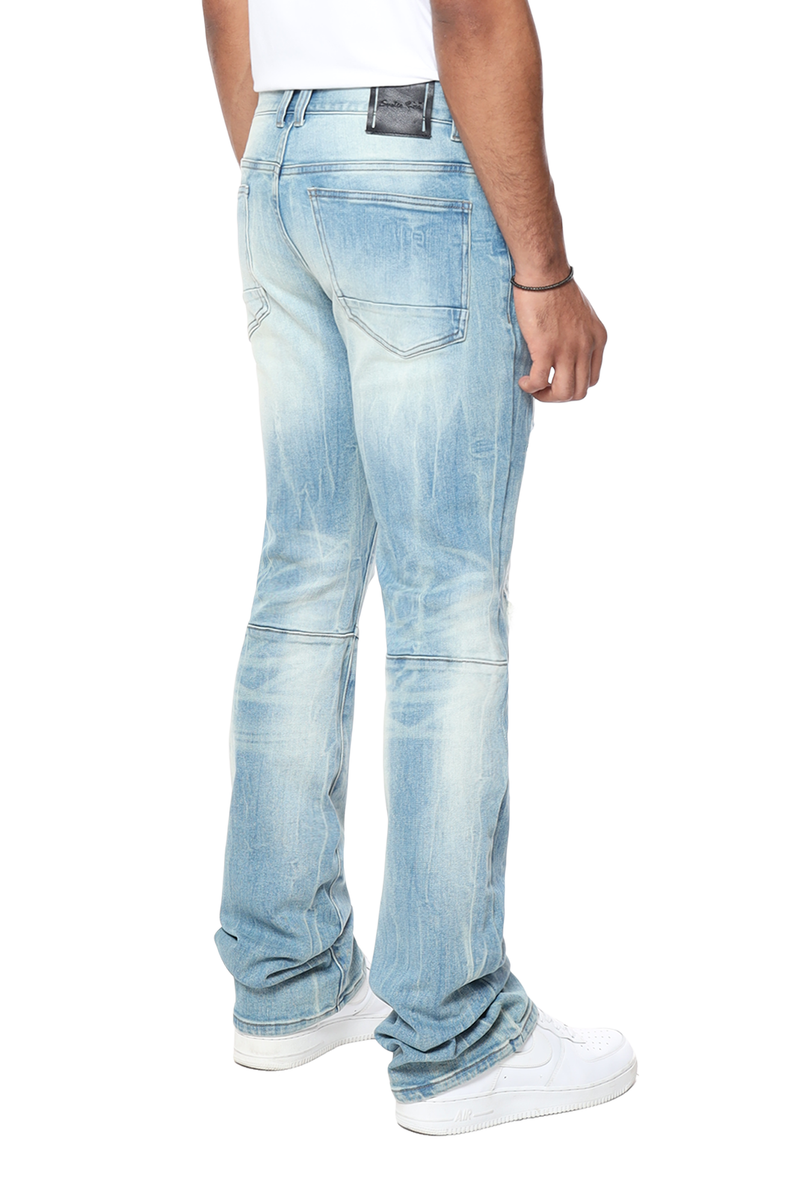 Smoke Rise 'Vintage Washed' Stacked Flare Denim (Adonis Blue) JP24702