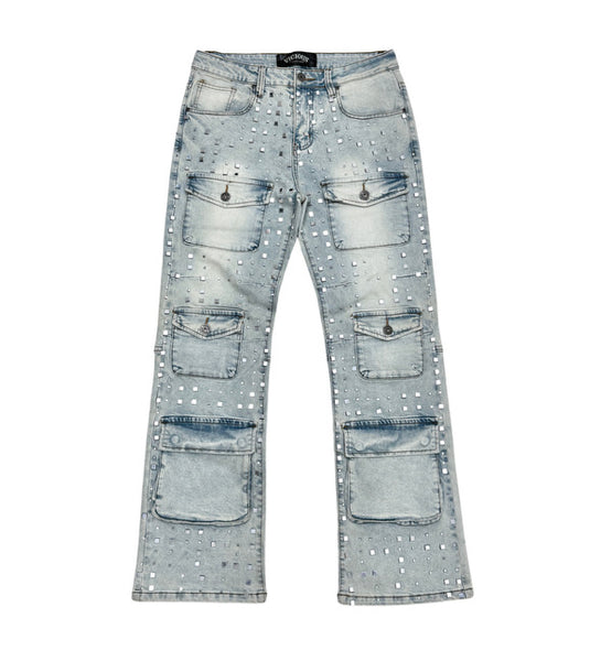 Perushu　SILVER STUDDED RIGID DENIM セール】SILVER STUDDED RIGID DENIM/シルバースタッズリジットデニム