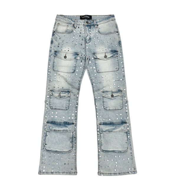 Vicious Denim 'Silver Studded' Straight Denim (Light Blue) VC754