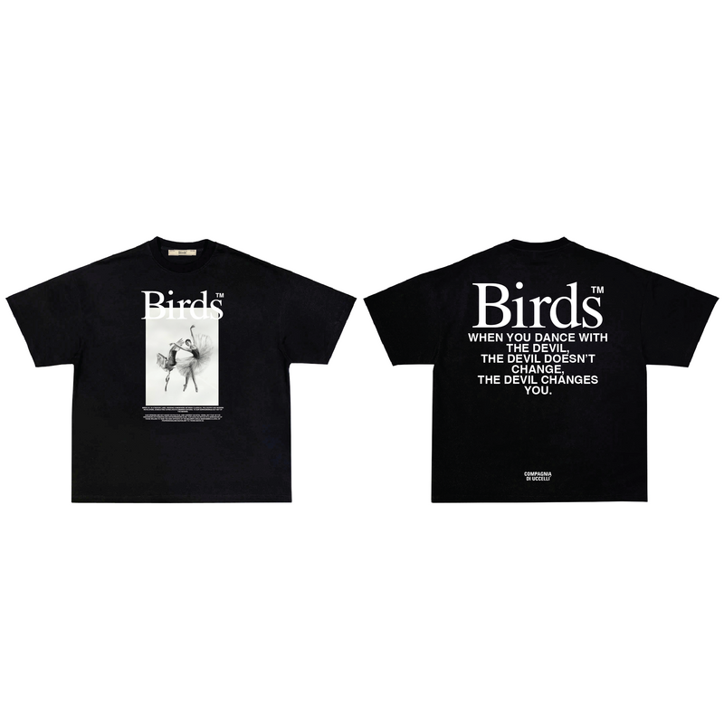 Birds 'Dance With The Devil' Onyx Oversized Ultra-Premium Box S/S T-Shirt