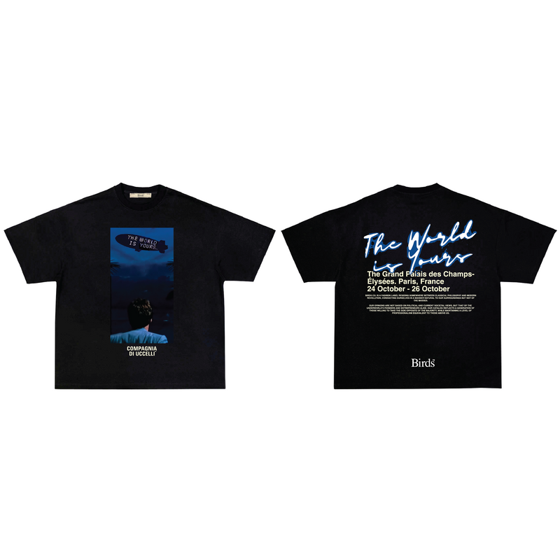 Birds 'The World Is Yours' Onyx Oversized Ultra-Premium Box S/S T-Shirt