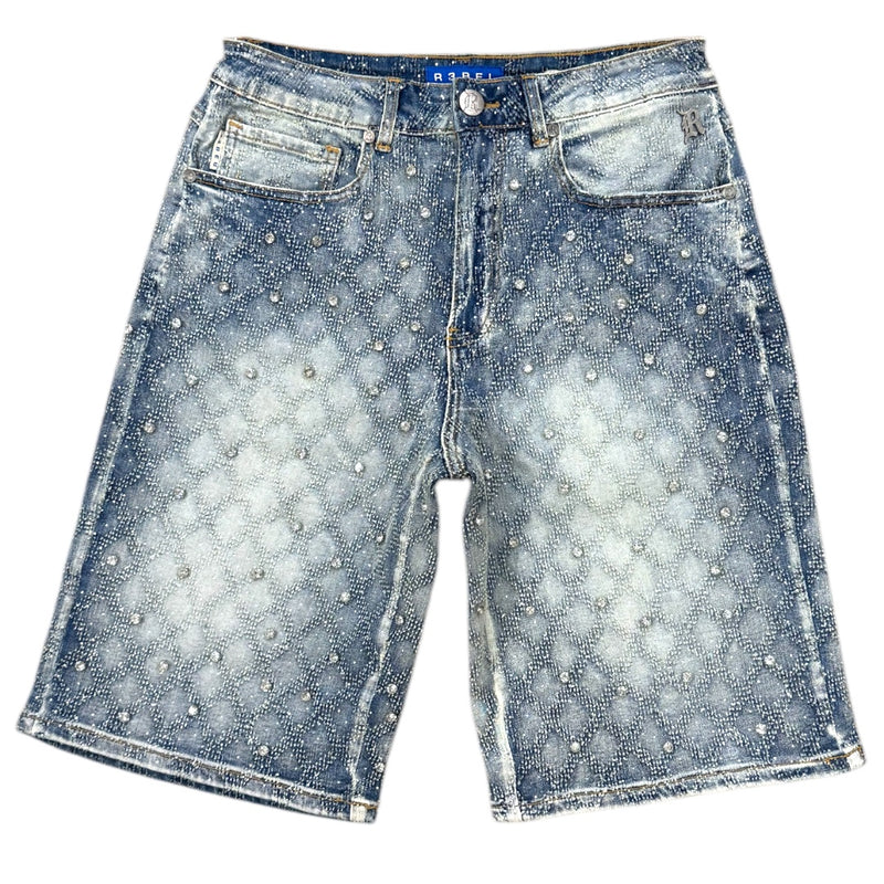 Rebel Denim 'Lux Diamond' Denim Shorts (Med Indigo) 651-930