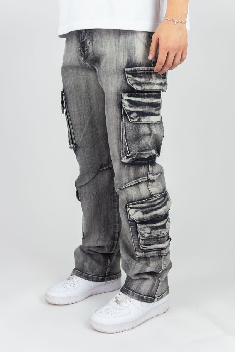 Rebel Minds 'Relaxed Cargo' Denim (Washed Grey) 642-642