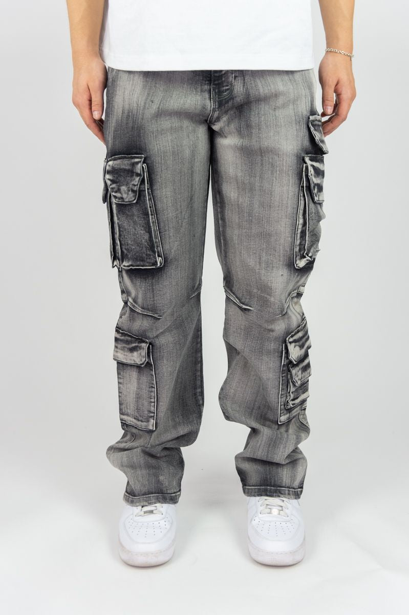 Rebel Minds 'Relaxed Cargo' Denim (Washed Grey) 642-642