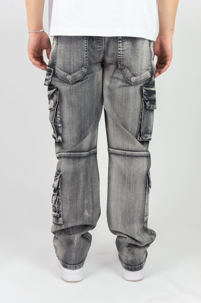 Rebel Minds 'Relaxed Cargo' Denim (Washed Grey) 642-642