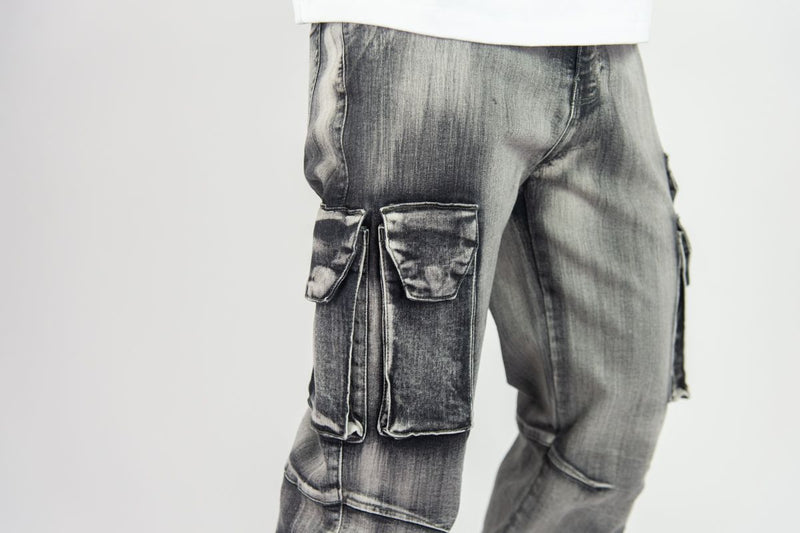 Rebel Minds 'Relaxed Cargo' Denim (Washed Grey) 642-642