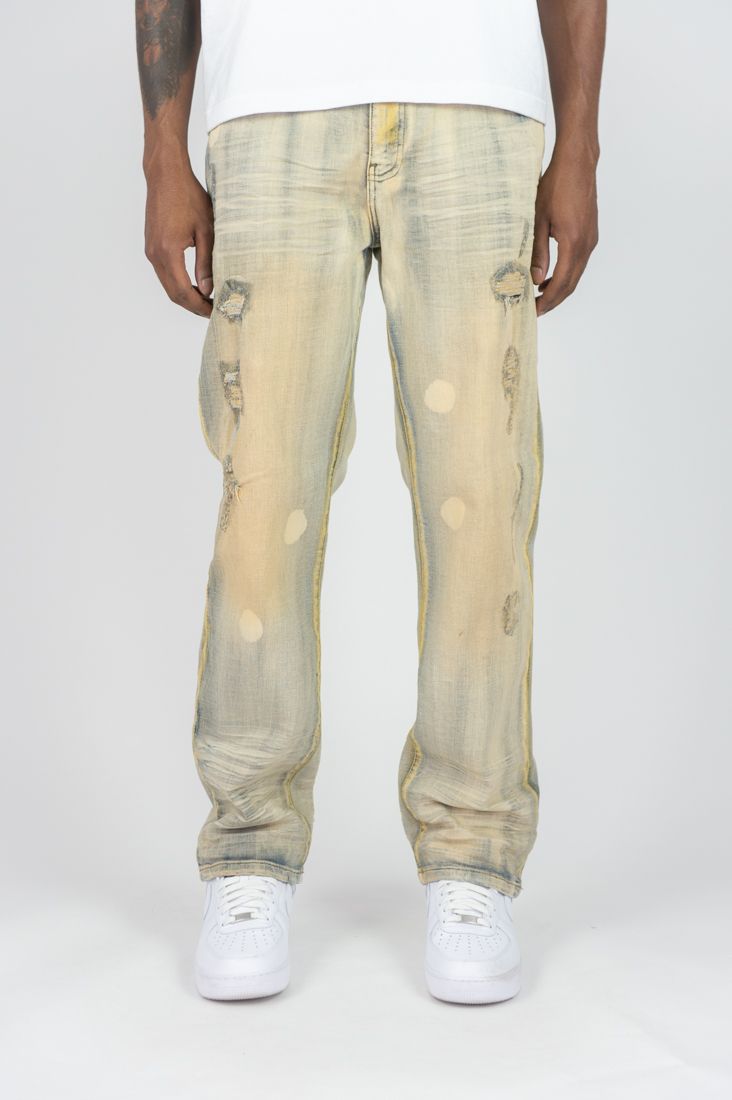 Rebel Minds 'Ripped' Straight Denim (Light Vintage) 642-615