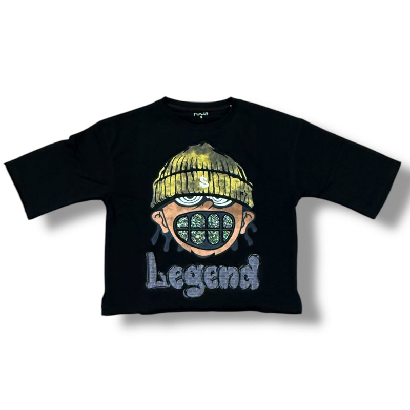 Focus 'Legend' Cropped T-Shirt (Black) 80715S