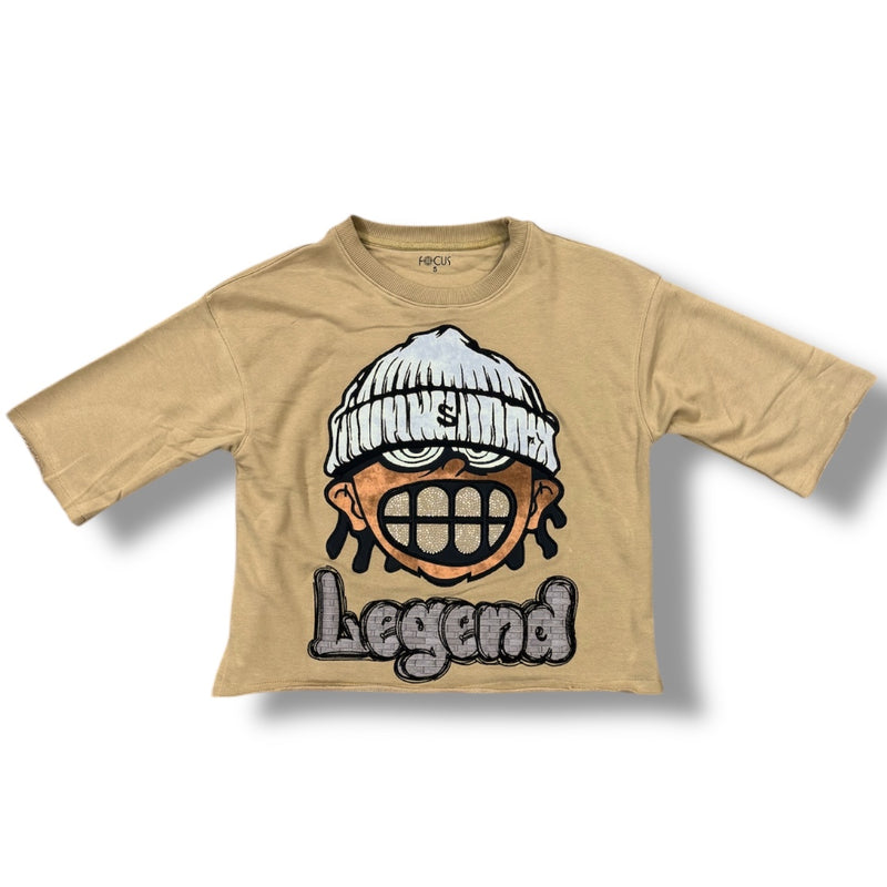 Focus 'Legend' Cropped T-Shirt (Khaki) 80715S