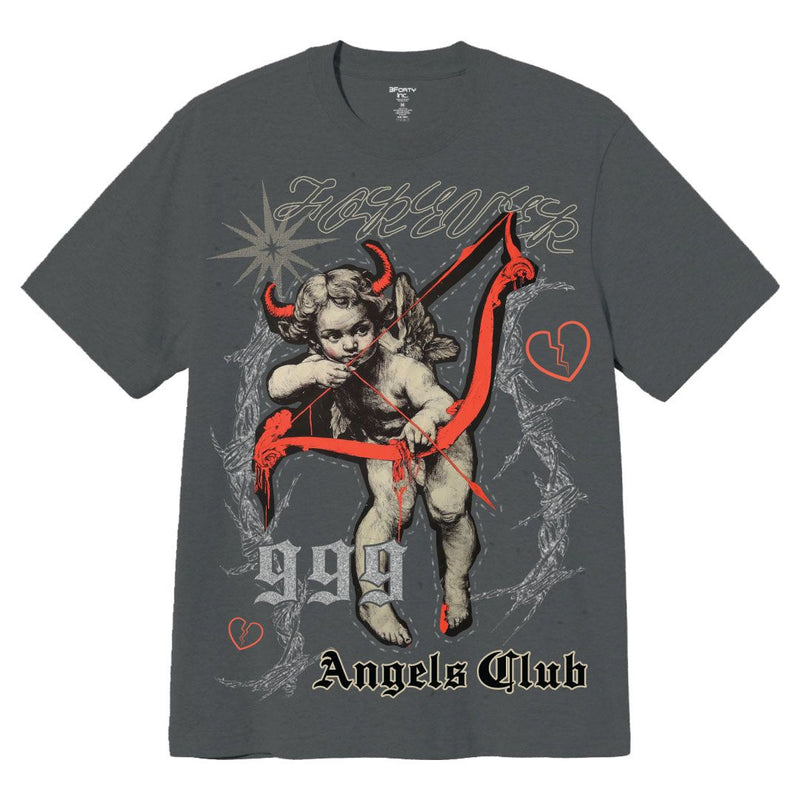 3Forty Inc. 'Angels Club' T-Shirt (Charcoal) - FRESH N FITTED