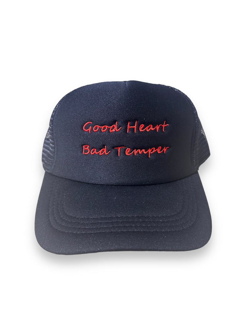 GH 'Good Heart Bad Temper' Trucker Snapback Hat (Black/Red)