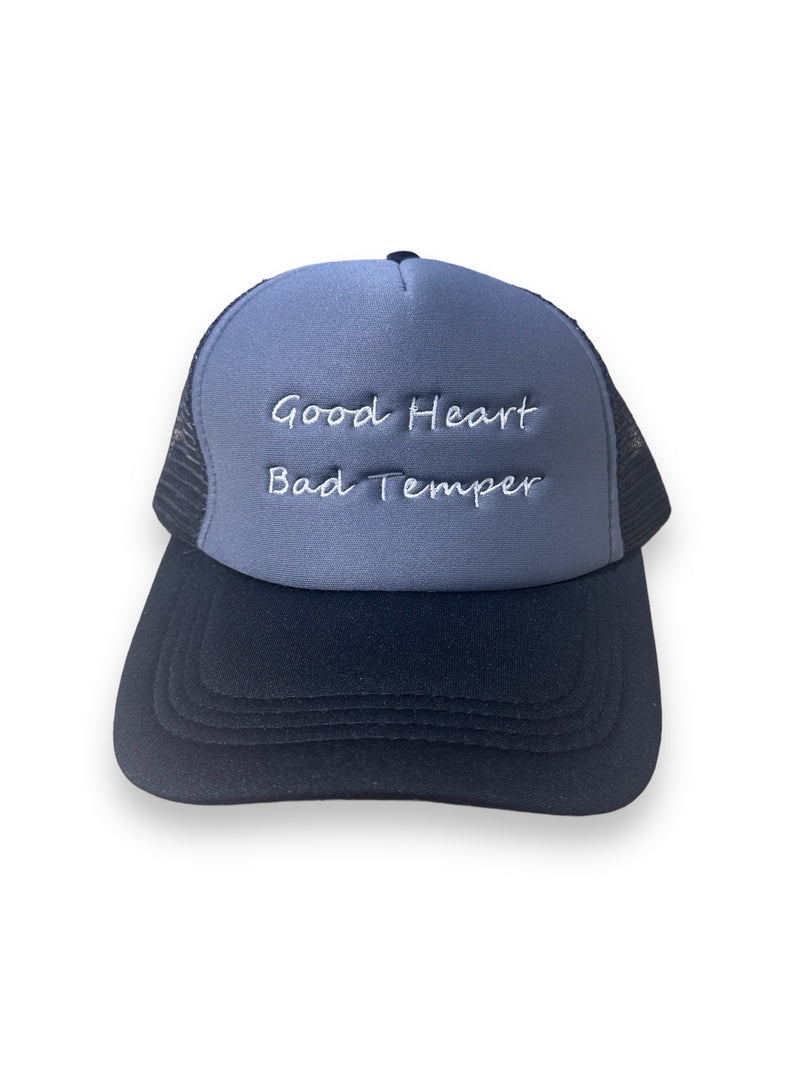 GH 'Good Heart Bad Temper' Trucker Snapback Hat (Grey/Black)