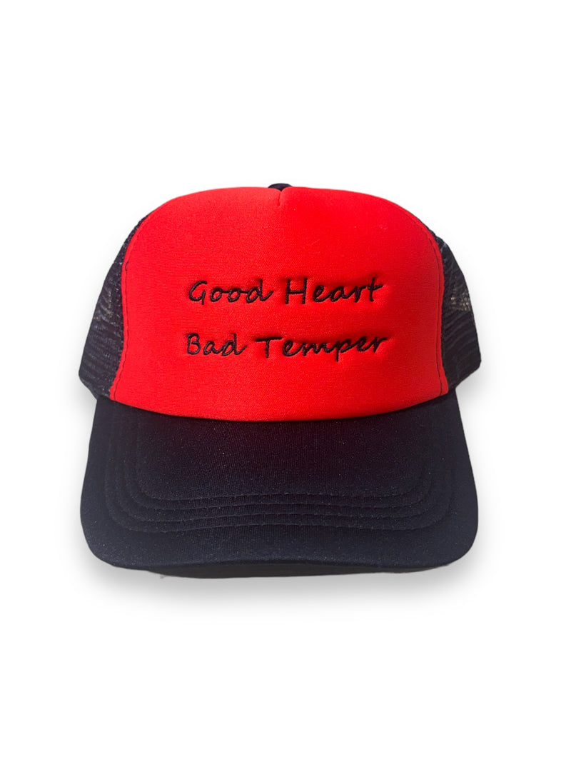 GH 'Good Heart Bad Temper' Trucker Snapback Hat (Red/Black)