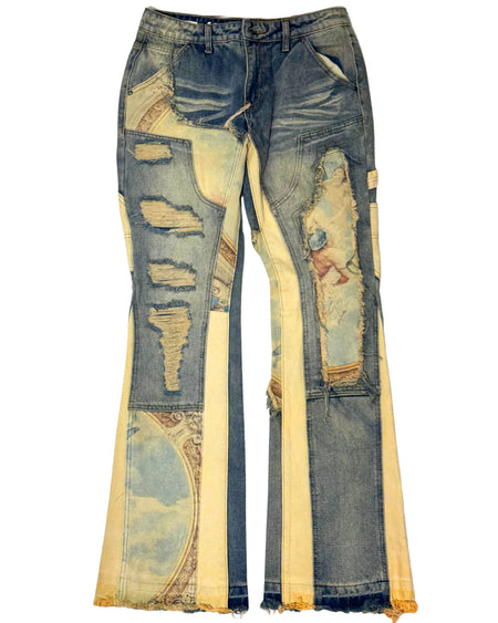 VOYAGE STUDIO 'PURE' Flare Carpenter With Digital Print Denim (LSB) 51P01