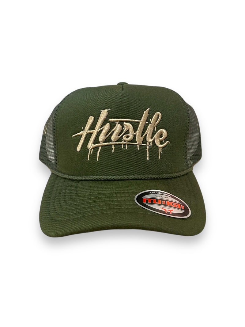 Muka 'Hustle' Trucker Hat (Olive) T5426