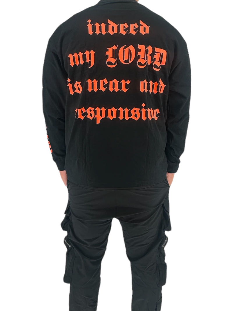 Protector and Maintainer 'Submitted to God' Long Sleeve T-Shirt (Black/Orange)