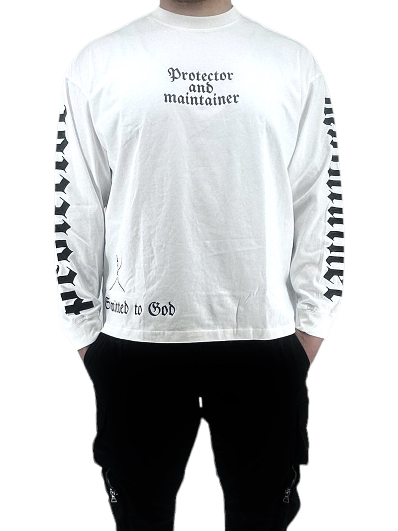 Protector and Maintainer 'Submitted to God' Long Sleeve T-Shirt (White)