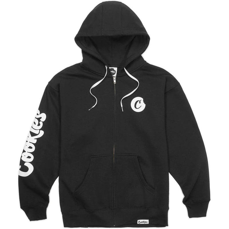 Cookies C Bite Logo Zip Front Pullover Hoodie Black FRESH N FITTED