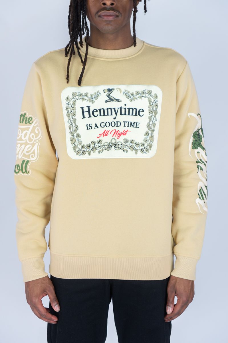 Rebel Minds 'Henny Time' Crew Sweatshirt (Khaki) 142-345