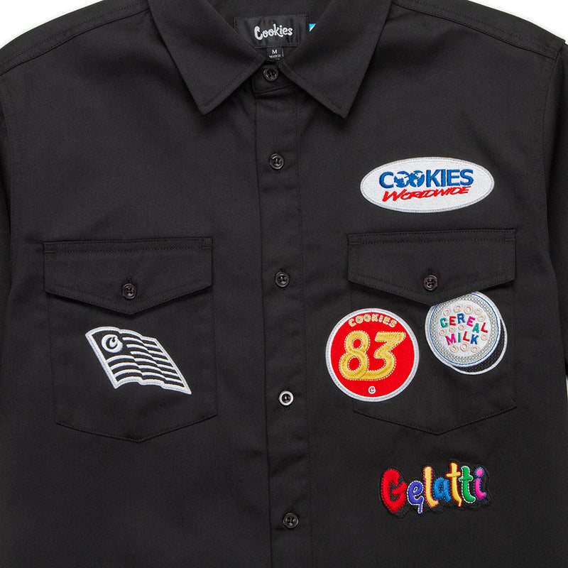 Cookies 'Enzo' Woven Canvas Work Shirt (Black) - Fresh N Fitted Inc