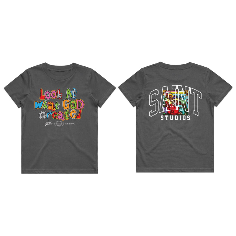 Saint Studio Kids 'God Created' T-Shirt (Charcoal)